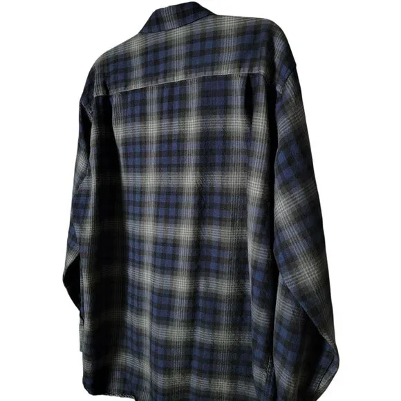 Pendleton Mens Sire Pendleton Blue Plaid Wool Long Sleeve Button Down Shirt XL - Picture 5 of 7